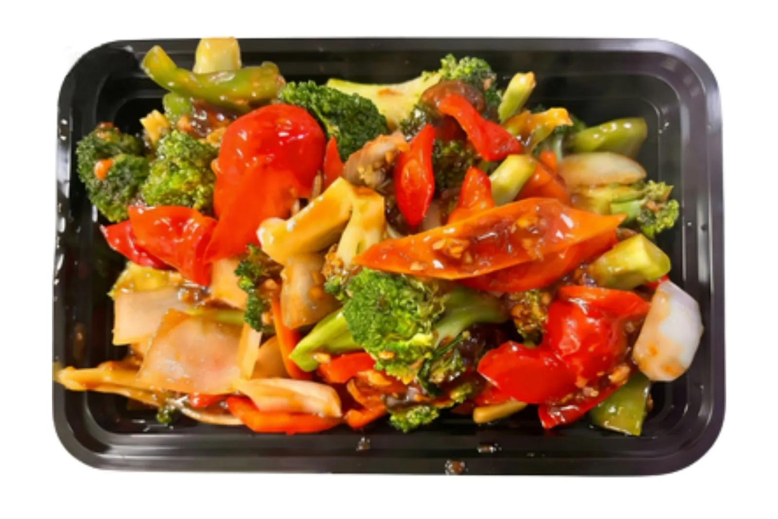 Stir-fried mixed veggies with broccoli, peppers and mushrooms at Chen's Kitchen, a Chinese Restaurant in Houston